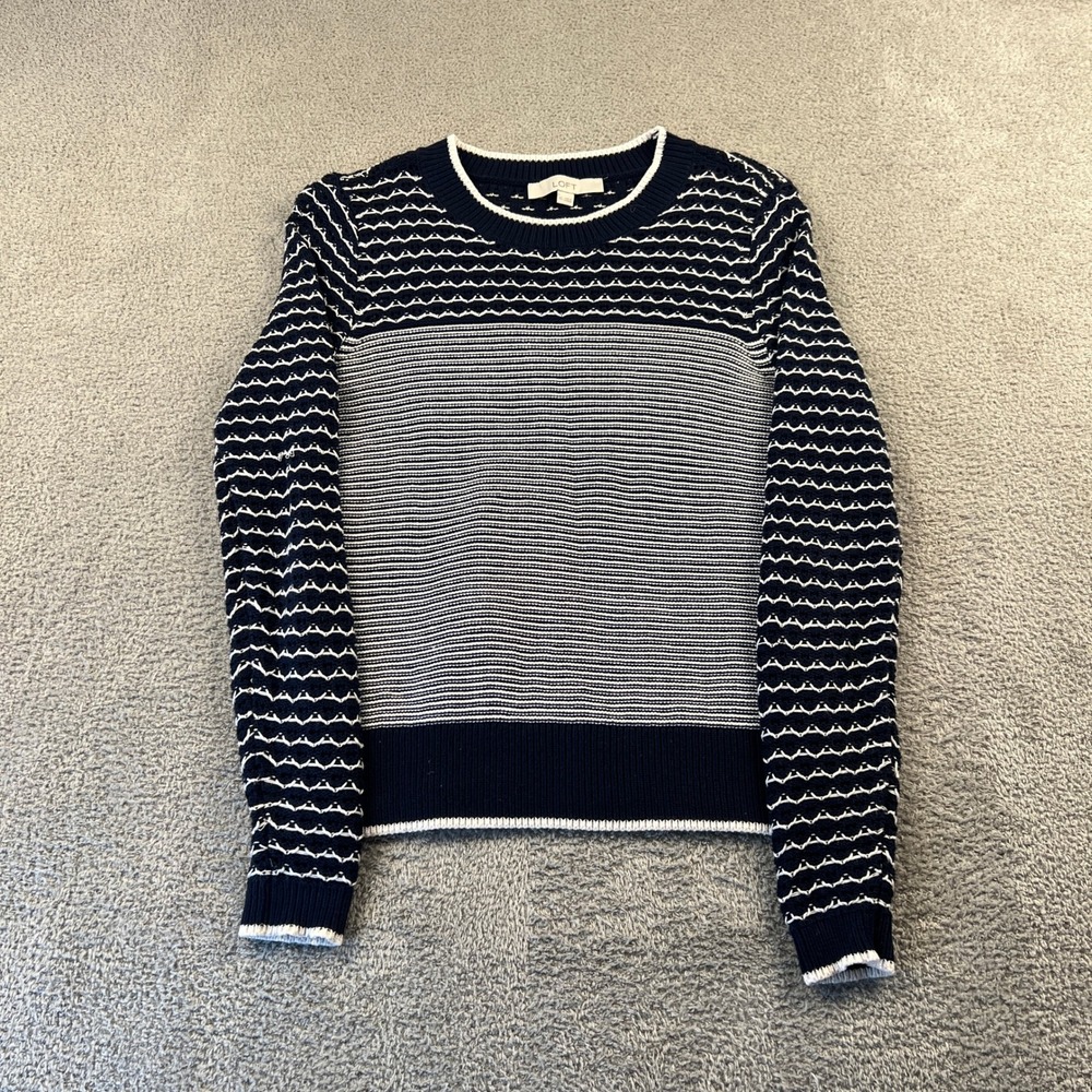 Knit Cotton Crewneck Sweater XS Sailor Chic Striped Nautical Costal Preppy